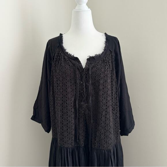 Hatch Romy Maxi Midi Dress Lace-Up Paneled Eyelet Woven Lined Maternity Wear - Picture 4 of 9